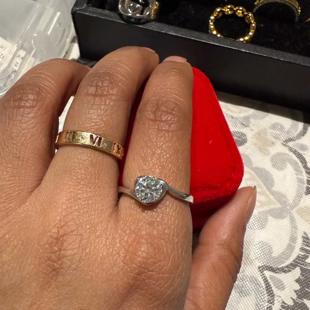 925 Sterling Silver Moissanite Heart Dainty Engagement Ring